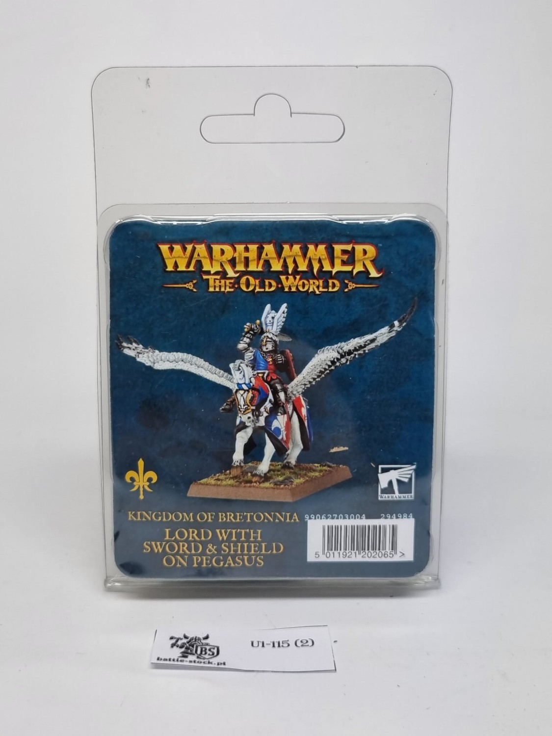 WFB bretonia lord with sword and shield on pegasus blister