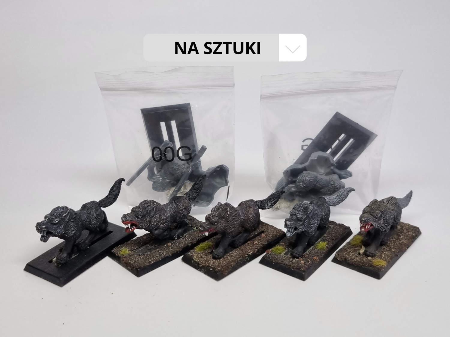 WFB dire wolves głowa w metalu