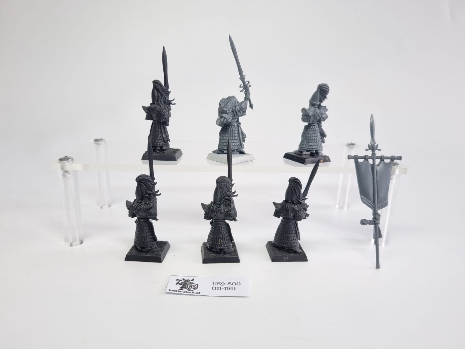 Malowane figurki  WFB swordmasters of hoeth na szarym tle przodem