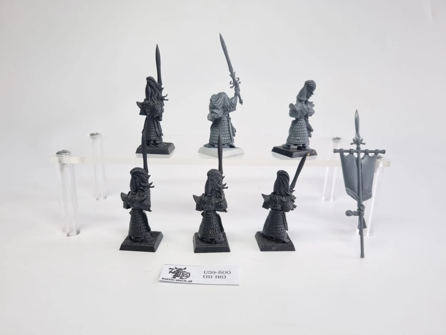 Malowane figurki  WFB swordmasters of hoeth na szarym tle przodem