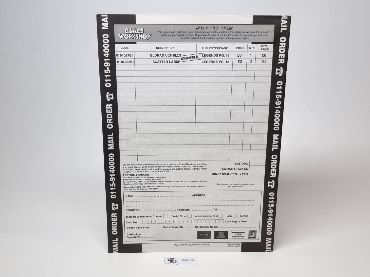 Citadel miniatures eldar legends catalogue