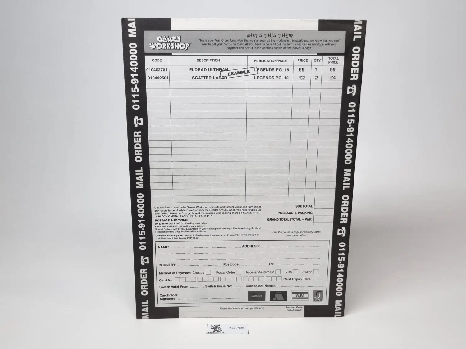 Citadel miniatures eldar legends catalogue